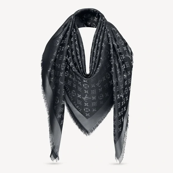 louis vuitton black monogram scarf